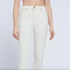 RE/DONE Classic  Comfort Stretch High Rise Stove Pipe Size: 23 in Vintage White